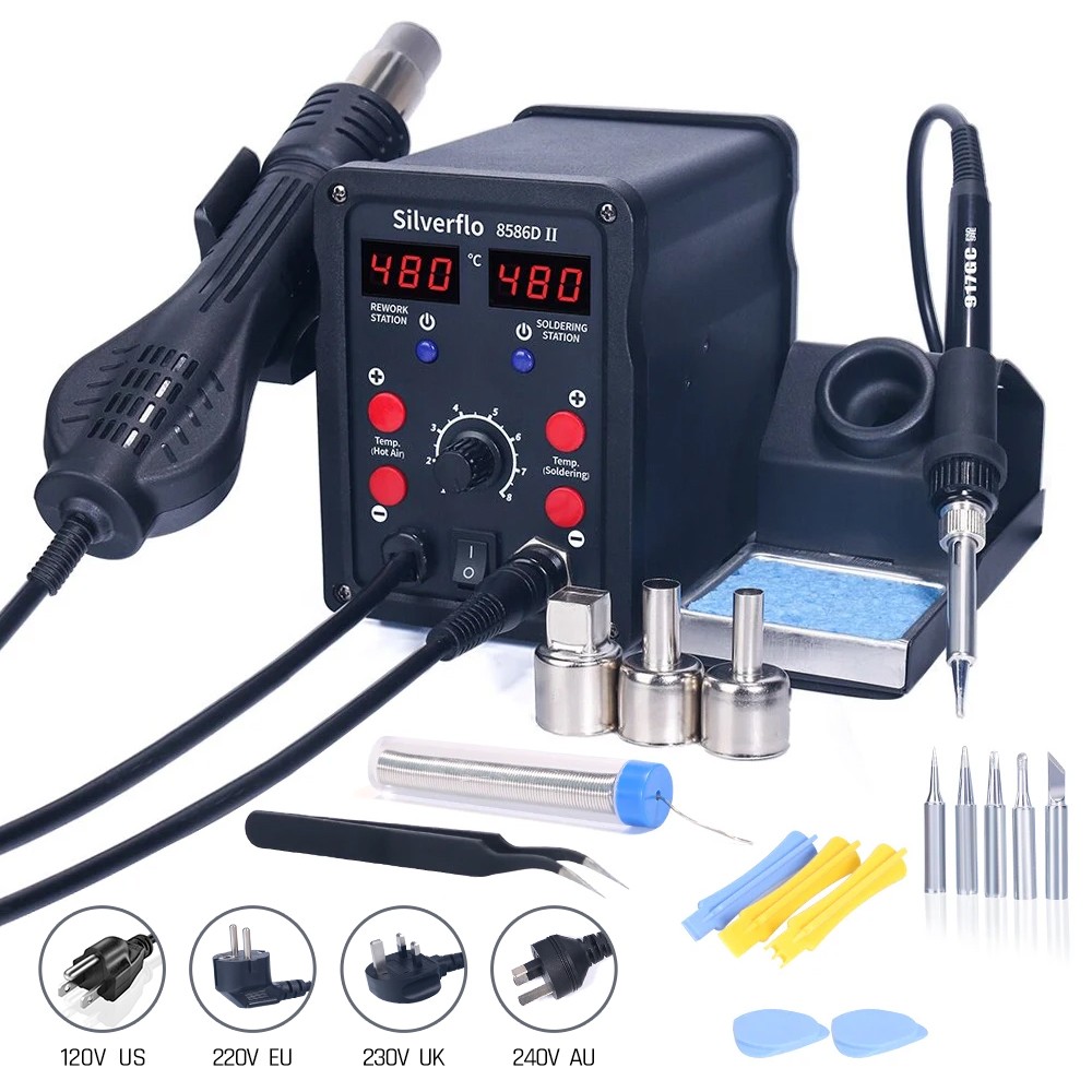 Silverflo 8586D Soldering Stat - Hot Air Rework Station ulasan dan harga