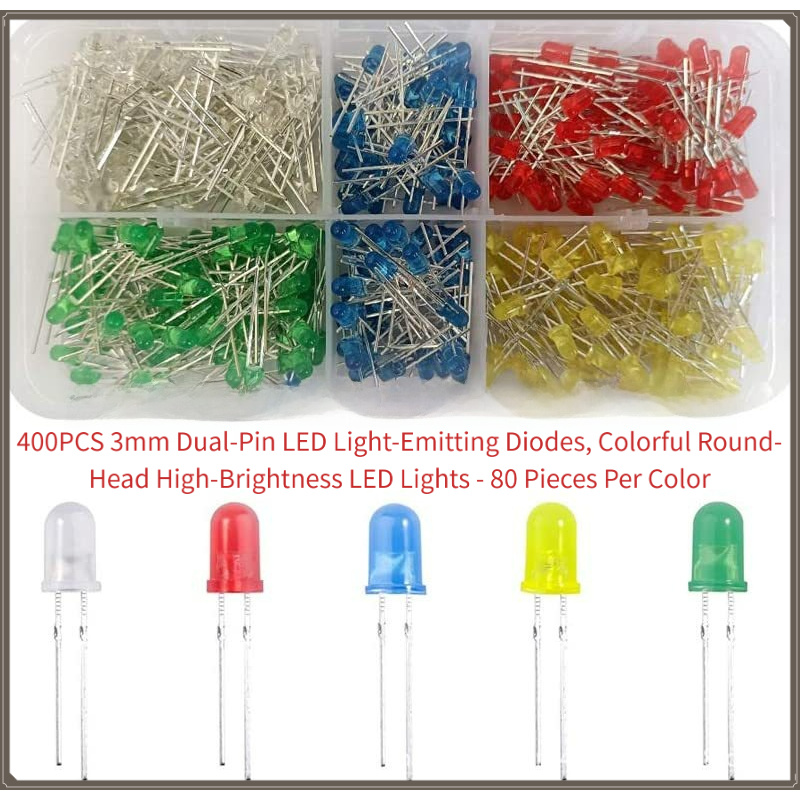 400PCS 3mm Dual-Pin LED Diodes - R/Diy Electronics ulasan dan harga