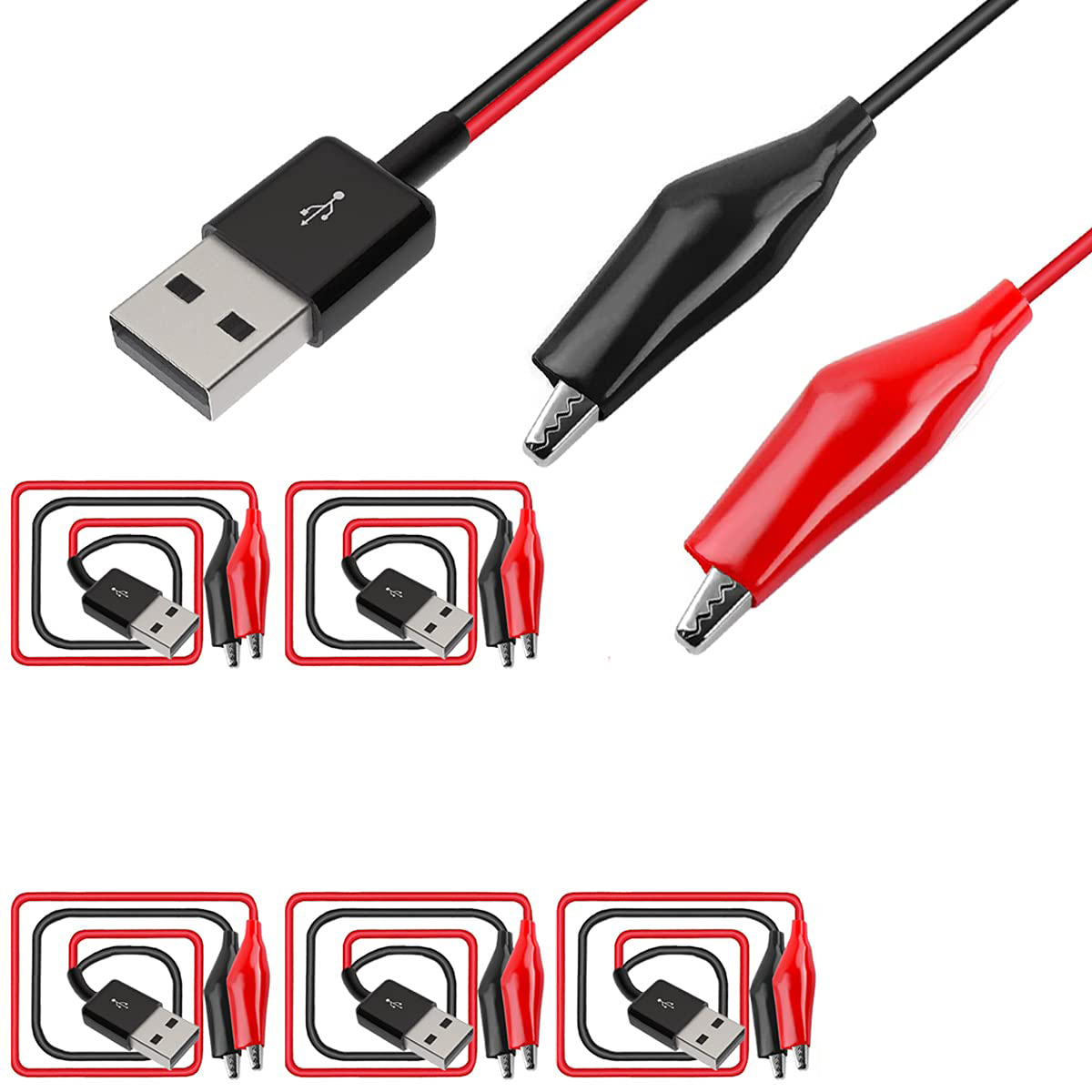 Alligator Clip to USB, Crocodi - Crocodile Clip Set ulasan dan harga