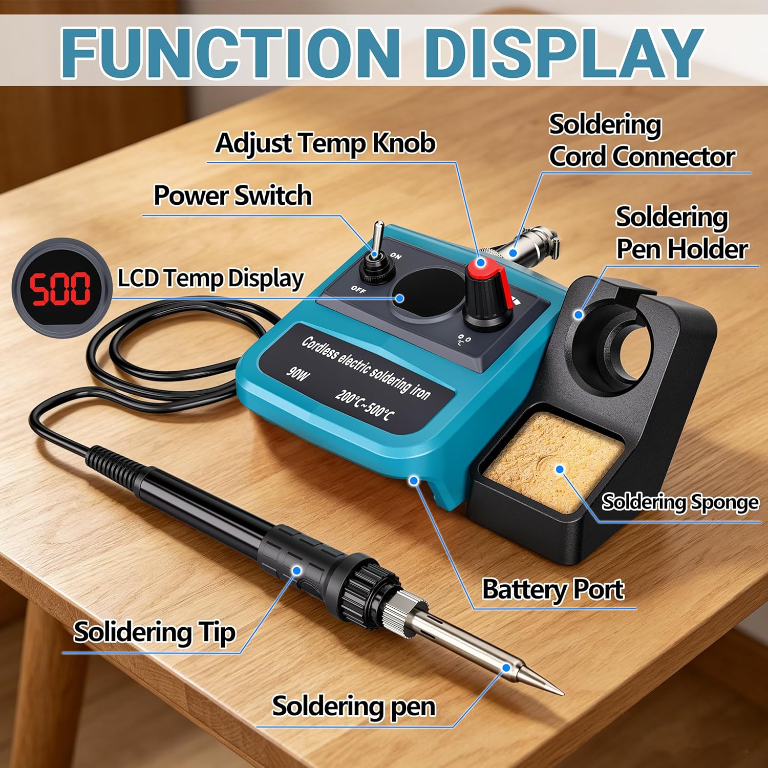 90W LED Digital Cordless Solde - Diy Electronics Storage ulasan dan harga
