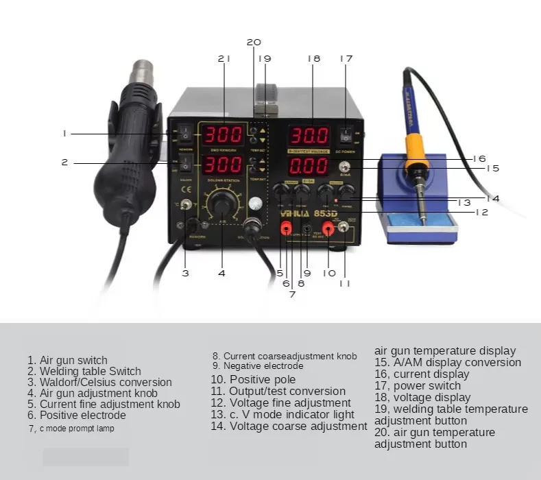 TLF YIHUA 853D 5A Hot Air Rewo - Hot Air Rework Station ulasan dan harga