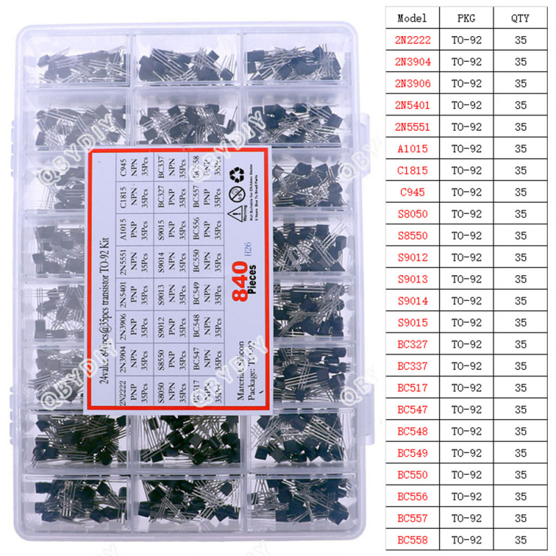 840pcs 24Values TO-92 PNP/NPN  - Mosfet Transistor Set ulasan dan harga